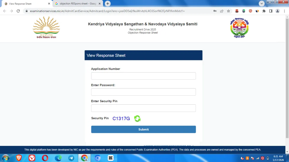 KVS NVS Answer Key 2026 केवीएस एनवीएस परीक्षा का उत्तर कुंजी